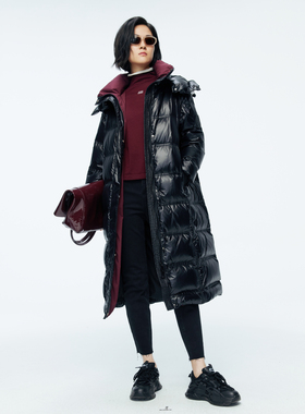 婉甸2025年冬季新品黑色长款羽绒服1244D41SX5