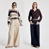 牛仔裤 浅咖色丹宁阔腿裤 1251X04DJB 新品 婉甸2026春季