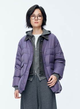 婉甸2025年冬季新品佩斯利紫中长款羽绒服1244D26GS4