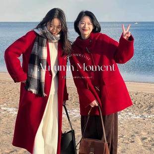 羊毛大衣553全毛牛角扣休闲通勤洋气女装 中长款 羊毛大衣 韩版 新款