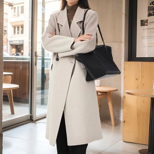 休闲通勤女装 特价 时尚 羊毛大衣999大翻领长款 羊毛大衣 韩国长款