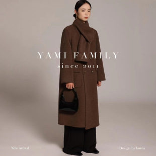 羊毛大衣 双面长毛羊毛大衣541送围巾通勤气质女装 韩国新款 长款