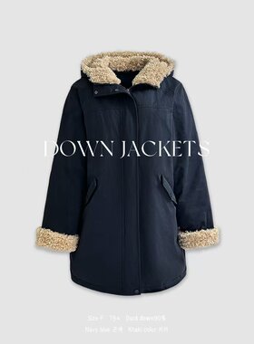 韩版 新款鸭绒中长款羽绒服754连帽休闲抗风保暖女装羽绒服外套