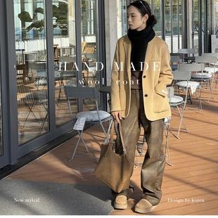 外套831西服领休闲通勤气质洋气女装 羊毛短款 羊毛外套 新款 韩版