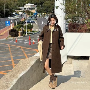 圈圈毛翻领职业休闲通勤女装 韩版 大衣616 羊毛长款 羊毛大衣 新款
