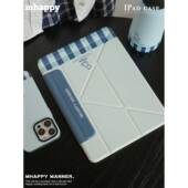 MhappyManner原创设计冰岛海盐小狗适用于ipad磁吸保护壳y型带搭扣air67平板套pro11寸 三折可拆卸