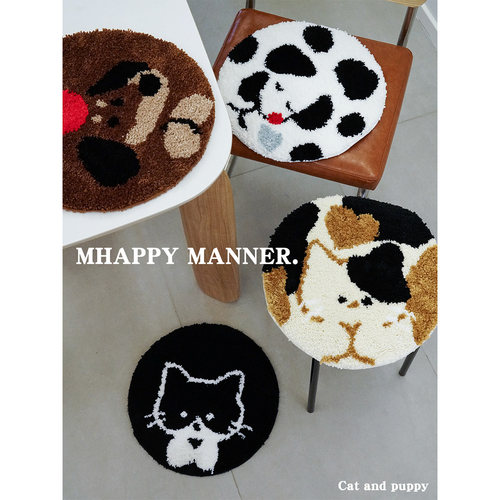 MhappyManner 原创簇绒猫咪狗狗可爱椅垫 四季家用办公室防滑坐垫