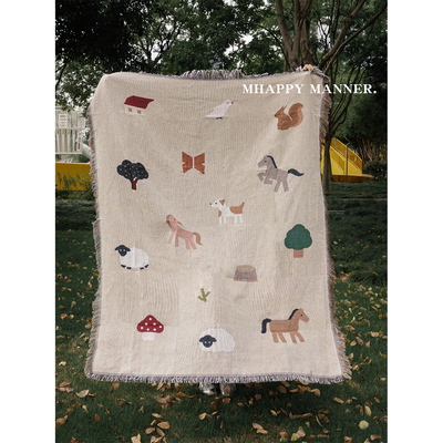 原创森林牧场小马挂毯毛毯