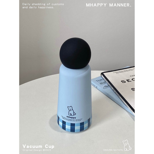 MhappyManner 原创冰岛海盐小狗保温杯316不锈钢水杯便携水壶