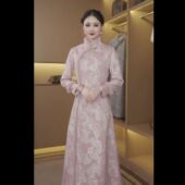 轻羽 优雅气质文艺日常奥黛改良旗袍 加绒毛领新款 苏州正品 冬季