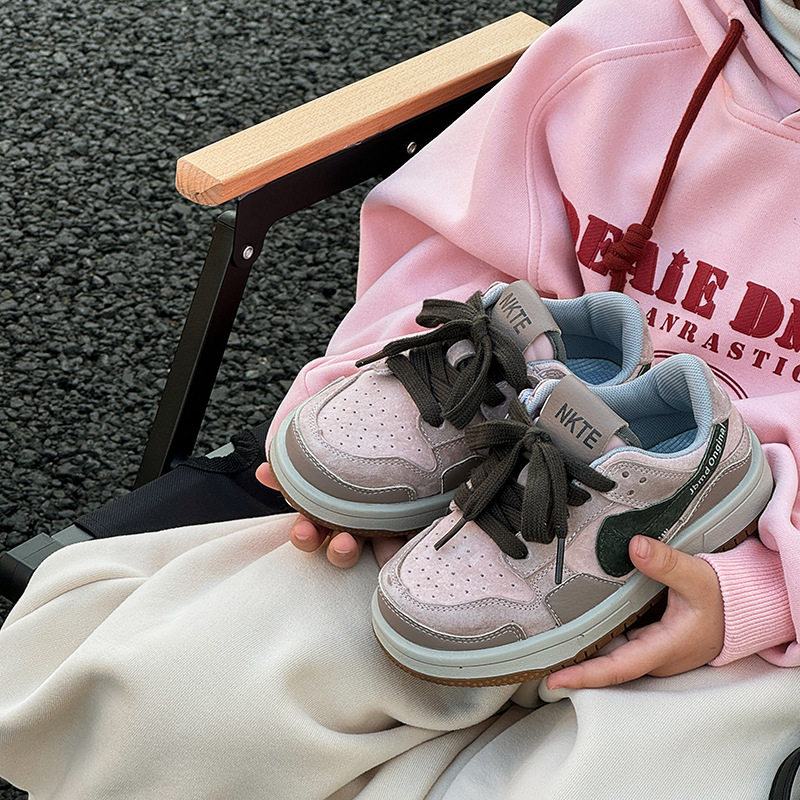 青少年亲子鞋2025春秋新款儿童复古真皮板鞋男女童粉色学生休闲鞋,童鞋/婴儿鞋/亲子鞋,板鞋,淘宝优惠券,粉丝福利购,淘宝优惠卷