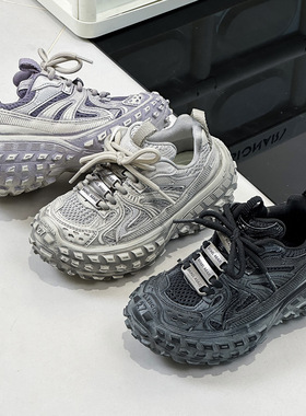 HKT爆款中大童重工运动鞋网红做旧防滑轮胎鞋2025春秋儿童老爹鞋