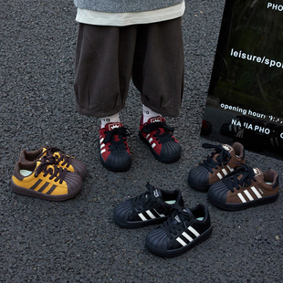 秋冬季 百搭加绒男童运动鞋 新款 韩版 子潮 贝壳头女童休闲鞋 儿童板鞋