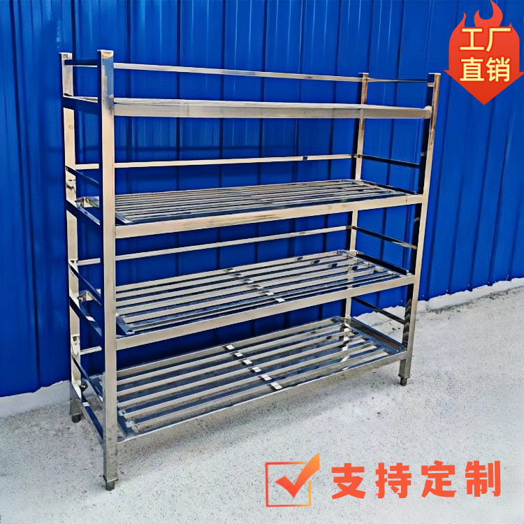 不锈钢方管货架厨房置物架食堂米面架四层菜架花架鞋架多层杂物架