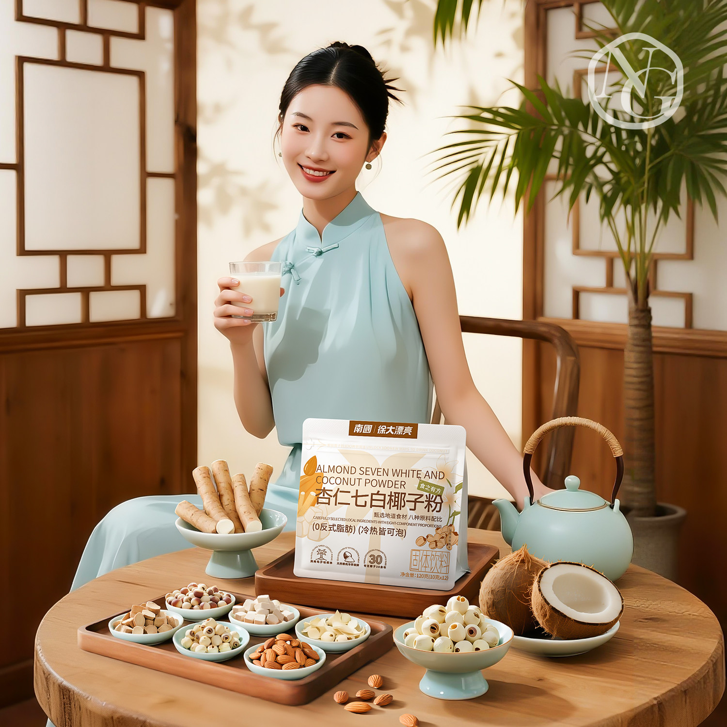 南国杏仁七白椰子粉120g冲泡即食营养早餐代餐粉椰浆粉冲饮山药粉图片