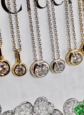 铂金950 IGI证书培育钻石项链可调节天然钻吊坠订制 18k14k锁骨链