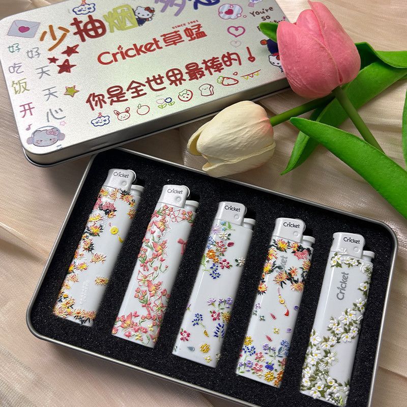 网红爆款草蜢cricket茉莉创贴纸diy手工一次性打火机送意男友礼物