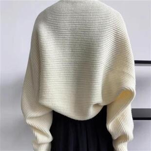 毛衣气质短款 外套女蝙蝠袖 披肩 小香风坎肩吊带裙外搭针织开衫 法式