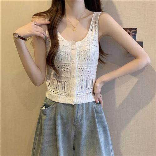 法式镂空针织小吊带背心女内搭设计感外穿甜辣法式纯欲上衣无袖