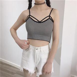 夏季新款胸前交叉短款露脐吊带性感小背心打底抹胸修身内衣女装秋