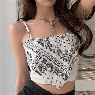 辣妹丝巾吊带背心女设计感小众内搭抹胸外穿性感短款上衣夏季别致