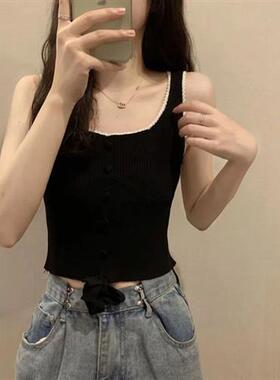 法式小众设计感外穿蝴蝶结小吊带女夏季短款网红内搭背心