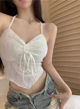 辣妹泰式小吊带打底性感脖小美背吊带背心女内夏季短款白色上衣