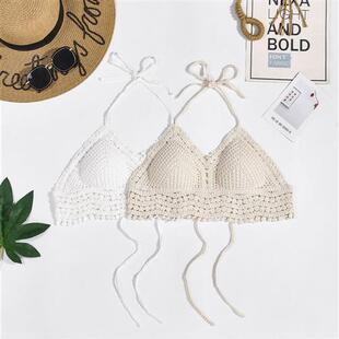 女装 文胸性感系带泳装 上衣 波西米亚民族风刺绣短款 泳衣夏季