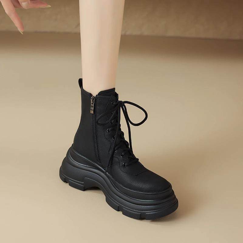 系带百搭复古2024秋冬新款小短靴