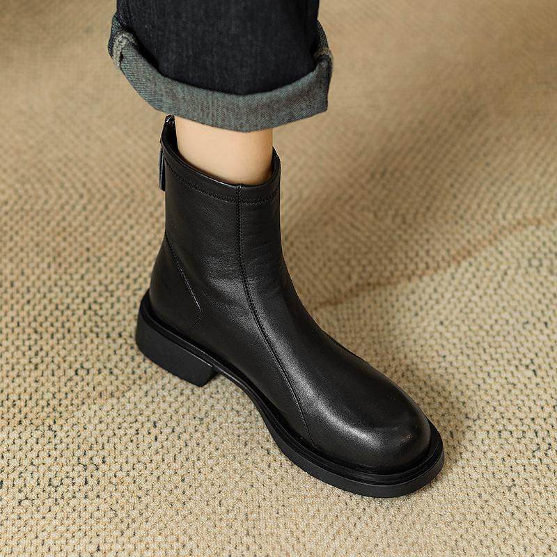 舒适牛皮英伦风马丁靴女秋冬2025新款厚底短靴女真皮靴子瘦瘦靴,女鞋,切尔西靴,淘宝优惠券,粉丝福利购,淘宝优惠卷