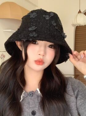 秋冬甜美显脸小遮阳渔夫帽女
