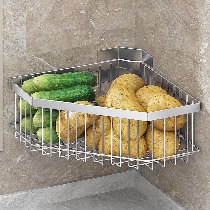 304不锈钢厨房转角置物架壁挂式