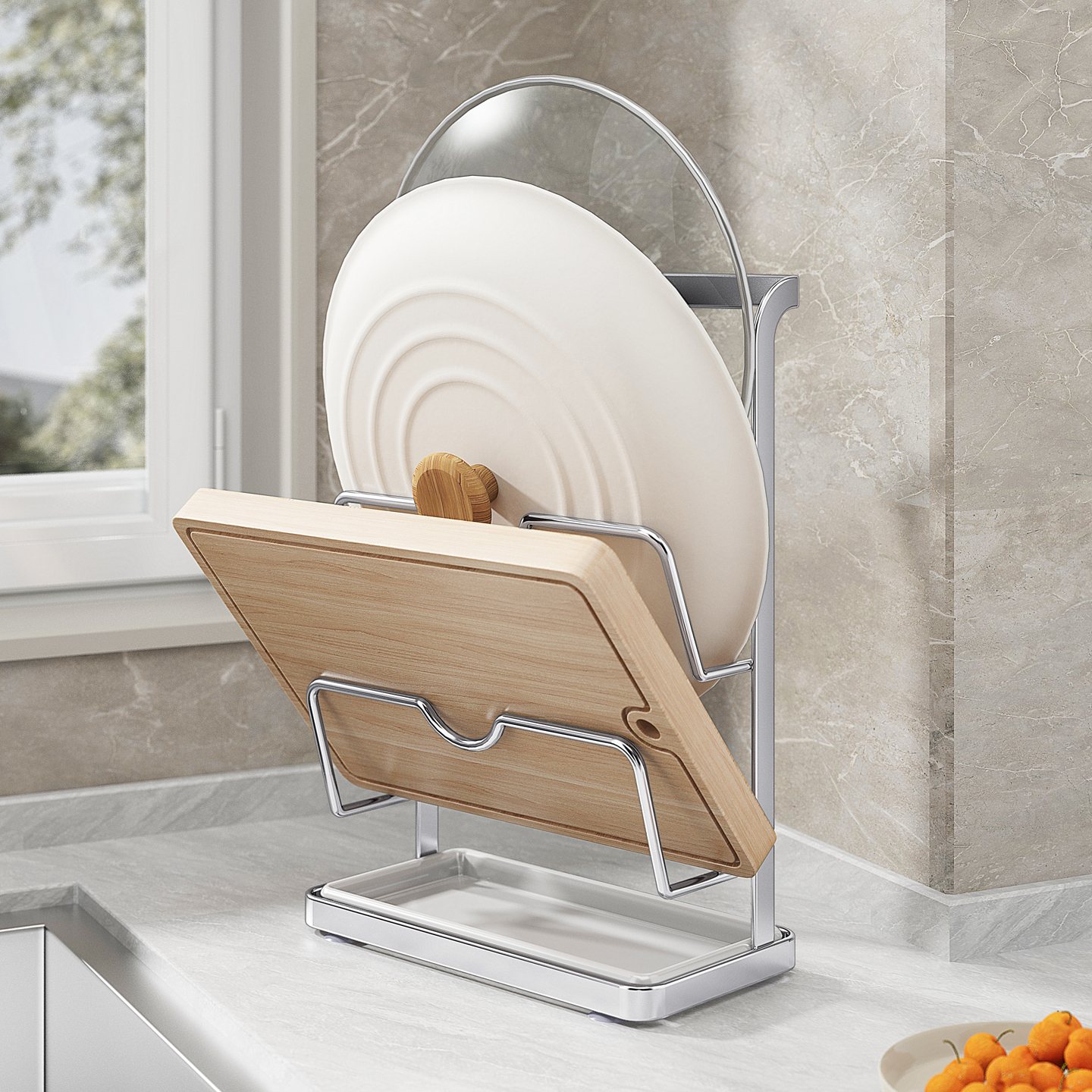 厨房锅盖架壁挂式免钉304不锈钢