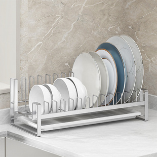 304不锈钢碗碟沥水架厨房抽拉式抽屉台面窄款碗盘收纳置物架小型