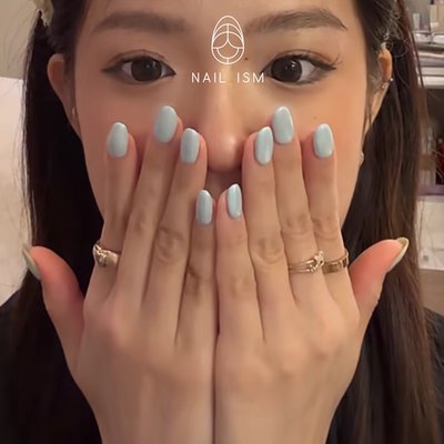 【NAILISM 海莉美甲】Jaden同款babyblue蓝色蹭粉2026新款短甲
