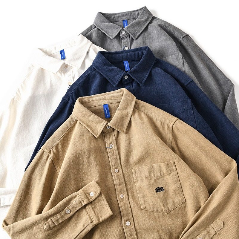 重磅全棉磨毛厚宽松工装衬衫纯色日系长袖休闲衬衣男2025春秋外套,男装,衬衫,淘宝优惠券,粉丝福利购,淘宝优惠卷