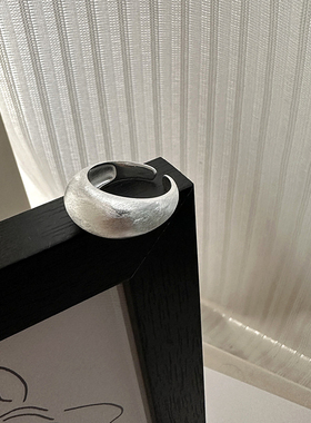 S925纯银极简拉丝戒指女轻奢个性磨砂重工食指戒日韩小众设计指环