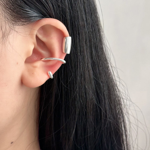 通体S925纯银光面耳骨夹