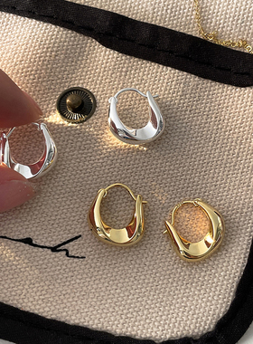 s925银针耳圈不规则几何耳环极简冷淡风高级感耳钉气质时尚女耳扣