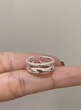 双层开口戒指女叠戴素圈戒