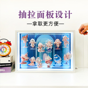 泡泡玛特SKULLPANDA进退之门系列盲盒收纳盒SP手办场景展示架相框
