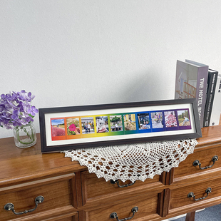 彩虹拍立得diy相框10张一套mini3寸相纸照片长条相框定制摆台挂墙