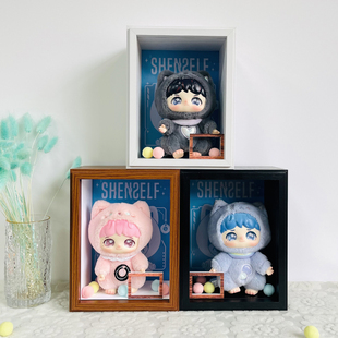 盲盒收纳相框泡泡玛特周深反深代词搪胶脸毛绒公仔场景展示盒挂墙