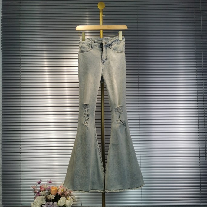 春夏新款时尚高腰显瘦破洞薄款大喇叭牛仔裤女弹力提臀拖地长裤子,女装/女士精品,牛仔裤,淘宝优惠券,粉丝福利购,淘宝优惠卷