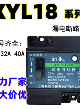 新亚XYL18-40漏电断路器保护器20/40/32/A单钮普通断路器过压保护