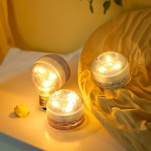 迷你遥控暖白LED灯diy纽扣电池灯盲盒造景手办展示场景装饰灯