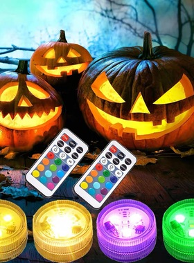 旋钮式LED潜水灯40小时彩色鱼缸遥控潜水灯氛围装饰灯七彩景观灯