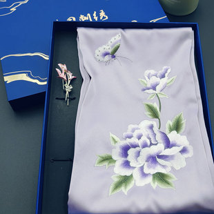 蘇繡絲巾中國(guó)風(fēng)特色禮物送老外友人非遺文創(chuàng)禮品伴手禮蜀繡紀(jì)念品