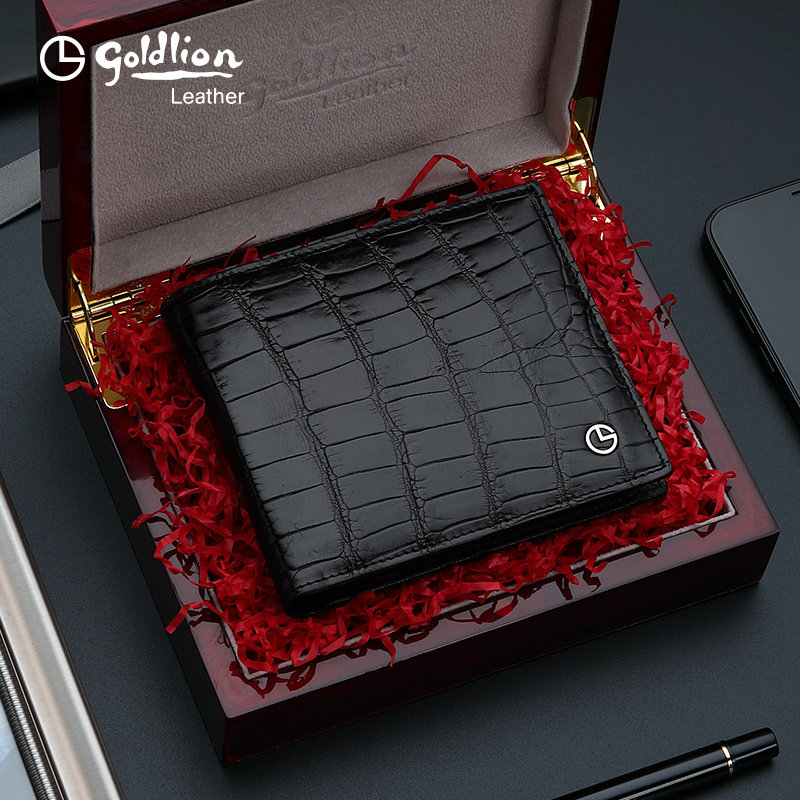 金利来新款男士钱包礼物男士商务鳄鱼皮钱夹短款皮夹送礼礼盒