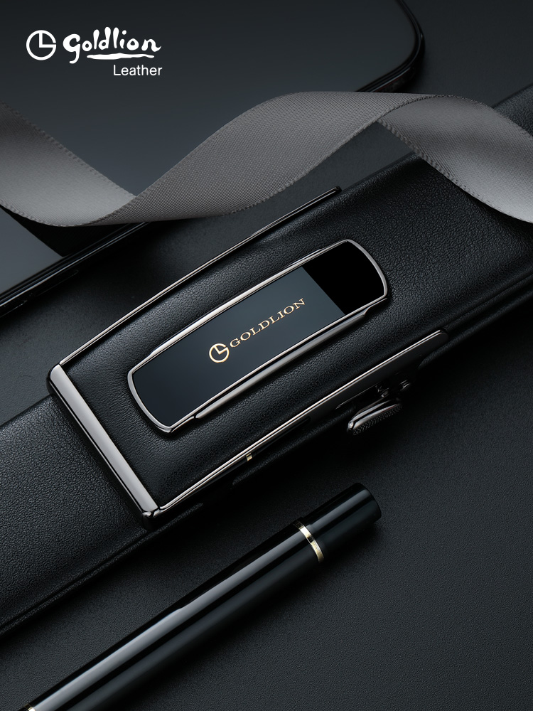 Goldlion 2021 new belt men's leather belt temperament cowhide simple fashion business men's inner buckle belt